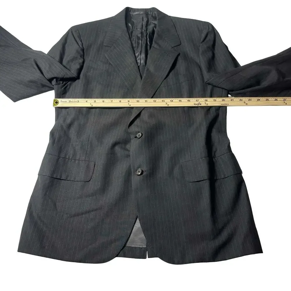 Oxxford Clothes Mens 46R Charcoal Pinstripe Wool Blazer Sport Super Worsted USA